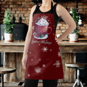 Tablier Coupe de Noël de chocolat chaud Red
