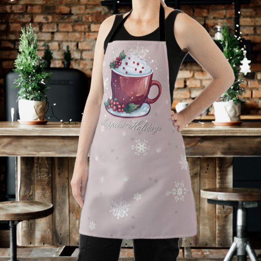 Tablier Coupe de Noël de chocolat chaud | Rose pâle