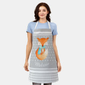 Tablier Coupe Fox avec foulard d'art nom gris blanc (Porté)