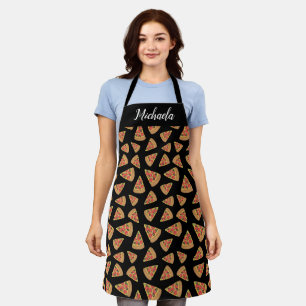 Tablier Coupe personnalisée de pizza Motif noir