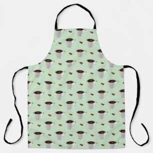 TABLIER COUPES DE CAFÉ SUR APRON VERT À LA MINTE