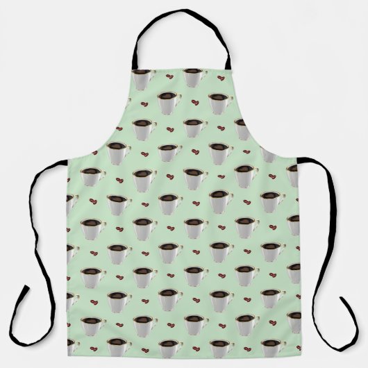 TABLIER COUPES DE CAFÉ SUR APRON VERT À LA MINTE (Recto)