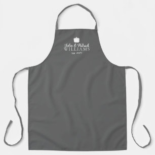 Tablier couple chefs top minimaliste gris