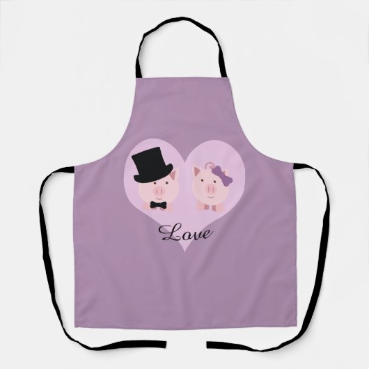 Tablier Couple de cochon mignon (Recto)