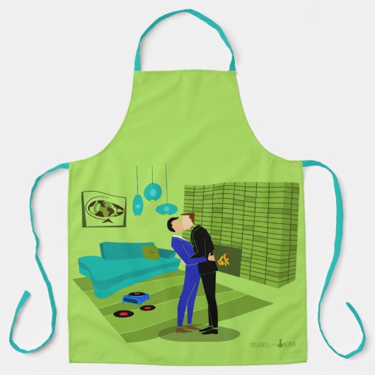 Tablier Couple gay rétro amoureux (Recto)