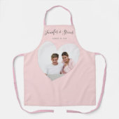 Tablier Couple Photo PersonnaliséCoeur rose pâle Anniversa (Recto)