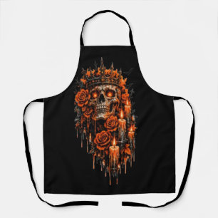 Tablier Couronne de crâne gothique Halloween Roses Sombres