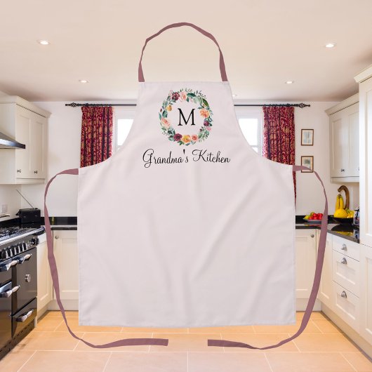 Tablier Couronne de Fleur de Rose de Monogramme Meilleure