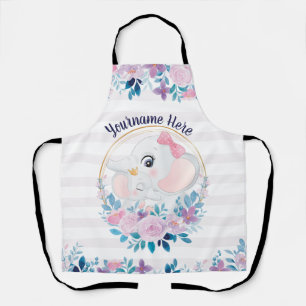 Tablier Couronne de fleurs rose pâle pour éléphant mère et