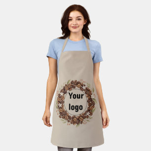 Tablier Couronne de grains de café botaniques avec logo pe
