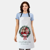 Tablier Couronne de Noël personnalisée avec photo et nom (Porté)