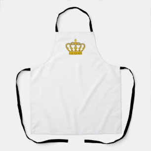 Tablier Couronne dorée sur fond blanc