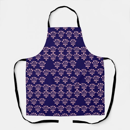 Tablier Couronnes roses bleu foncé (Recto)