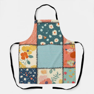 Tablier Courtepoint Patchwork Floral Coloré avec Impressio