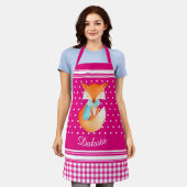 Tablier Coussin Fox avec foulard d'art nom rose blanc (Porté)
