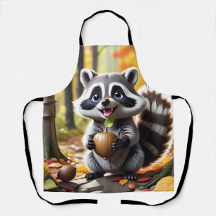 Tablier Coute Kawaii style Raccoon Autumn Cadre