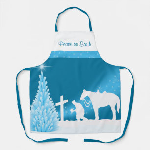 Tablier Cowboy Praying Snow Scene Western Christmas (M)