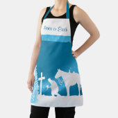 Tablier Cowboy Praying Snow Scene Western Christmas (M) (Insitu)