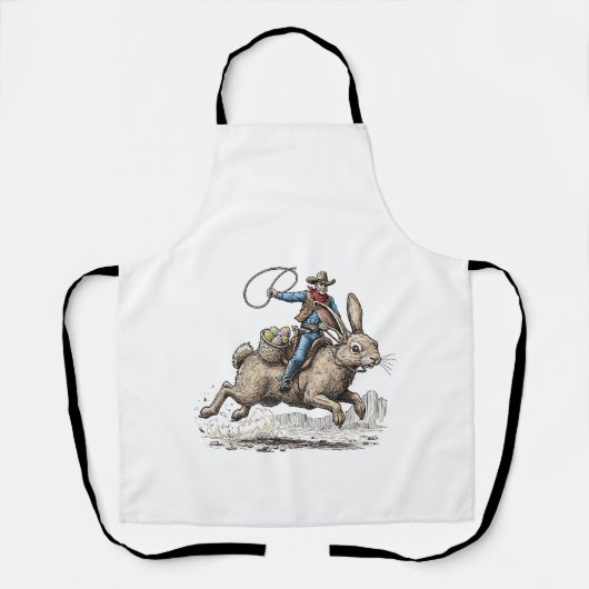 Tablier Cowboy Riding Easter Bunny Western Howdy Easter Fu (Recto)