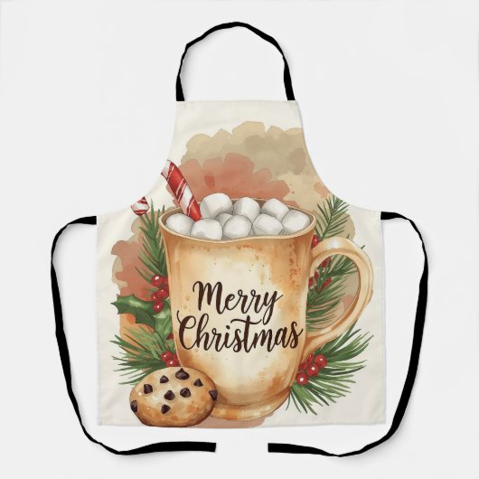 Tablier Cozy cocoa merry Christmas cookie holly festive (Recto)