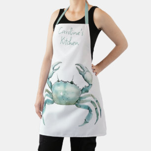 Tablier Crabe aquarelle côtier personnalisé