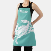 Tablier Crabe blanc Turquoise Bleu Patiné Look fruits de m (Insitu)