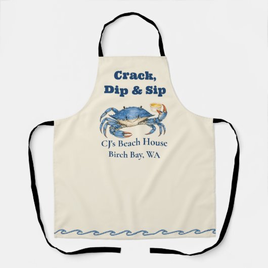 Tablier Crabe bleu côtier joyeux (Recto)