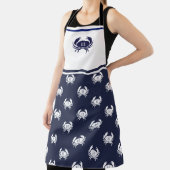 Tablier Crabe bleu marine monogramme Nautique (Insitu)