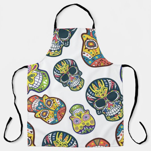 Tablier Crâne à sucre coloré : motif complexe. (Recto)