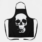 Tablier Crâne d'art pop noir et blanc (Recto)