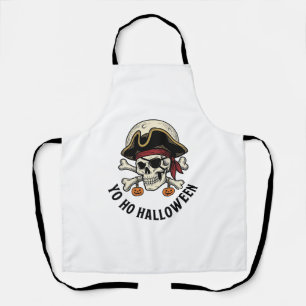 Tablier Crâne de Pirate Halloween Gravure Vintage Blanc Sh