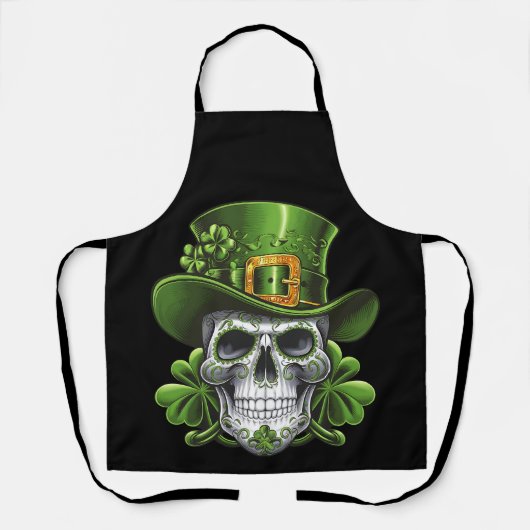 Tablier Crâne de Sucre St Patrick's Day Trèfle (Recto)