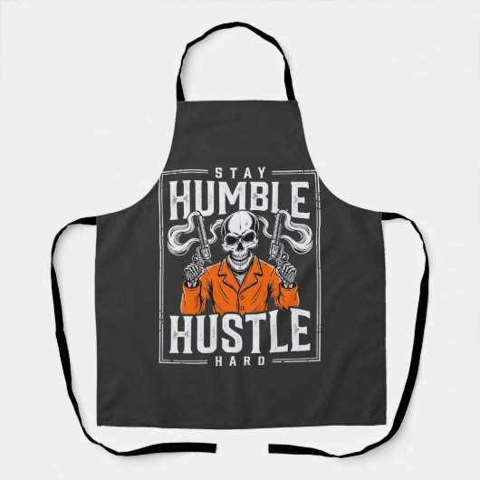 Tablier Crâne d'Halloween Reste Humble Travaille Dur (Recto)