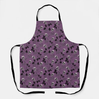 Tablier Crâne Floral Gothique Violet