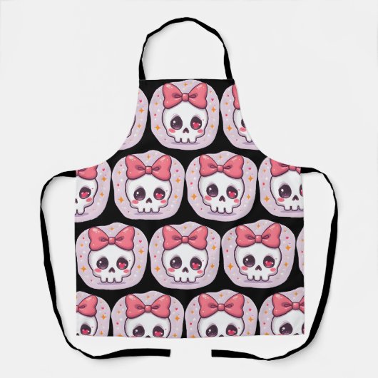 Tablier Crâne Goth Pastel Mignon avec Nœud (Recto)
