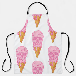 Tablier Crâne rose - crème glacée. Contexte motif transpar