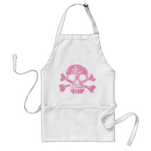 Tablier Crâne rose usé et os croisés Adulte Apron