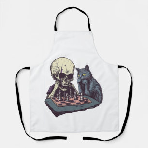 Tablier Crâne vs Chat � Bataille d'échecs drôle