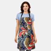 Tablier CRANES DE VOL, VAGUES, FLEURS DE PRINTEMPS Japonai (Porté)