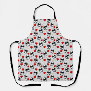 Tablier Crânes et Coeurs rouges Motif Halloween
