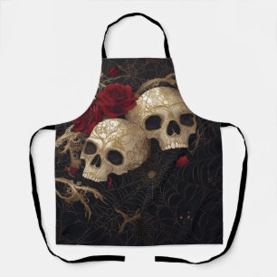 Tablier Crânes et roses rouges design