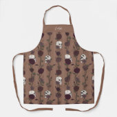 Tablier Crânes Floraux Brun Foncé Gothique (Recto)