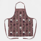Tablier Crânes Floraux Gothiques Mauve Foncé (Recto)