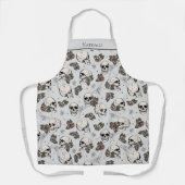 Tablier Crânes gothiques gris clair et Rose Nom personnali (Recto)