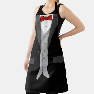Tablier Cravate et gilet noir Tuxedo Red Bow