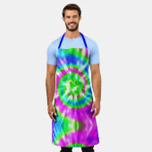 Tablier Cravate moderne rétro teint rose turquoise bleu (Porté)