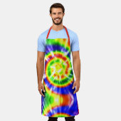 Tablier Cravate moderne rétro teint rouge vert jaune (Porté)