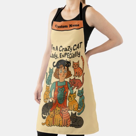 Tablier Crazy Cat Lady Apron – Whimsical & Bold (Insitu)