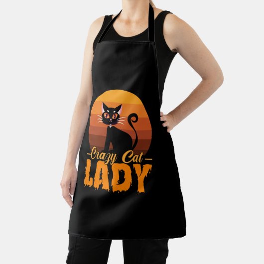 Tablier Crazy Cat Lady Halloween (Insitu)