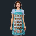 Tablier Créer un Collage photo amusant avec 18 Photos Bleu<br><div class="desc">Utilisez votre photo ou vos photos préférées pour faire un plaisir à garder à partager avec vos amis. Cette grille moderne imprime sur le devant pour un affichage unique et attrayant de vos photos. La police moderne peut être utilisée pour ajouter un nom ou un événement.</div>